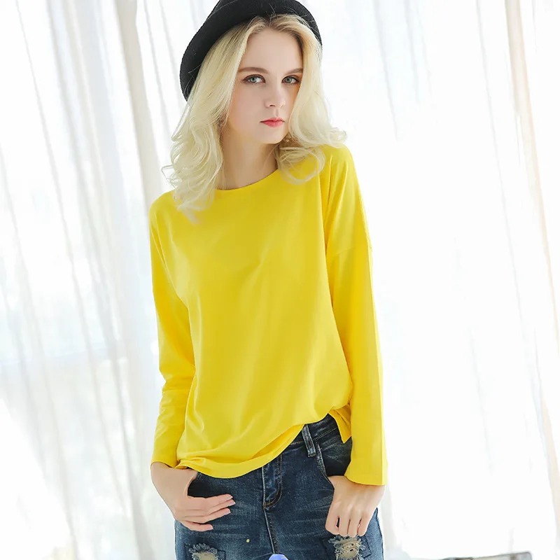Универсальные футболка с длинным рукавом Основные Macarons цвет|t-shirt long sleeve|t-shirt longlong