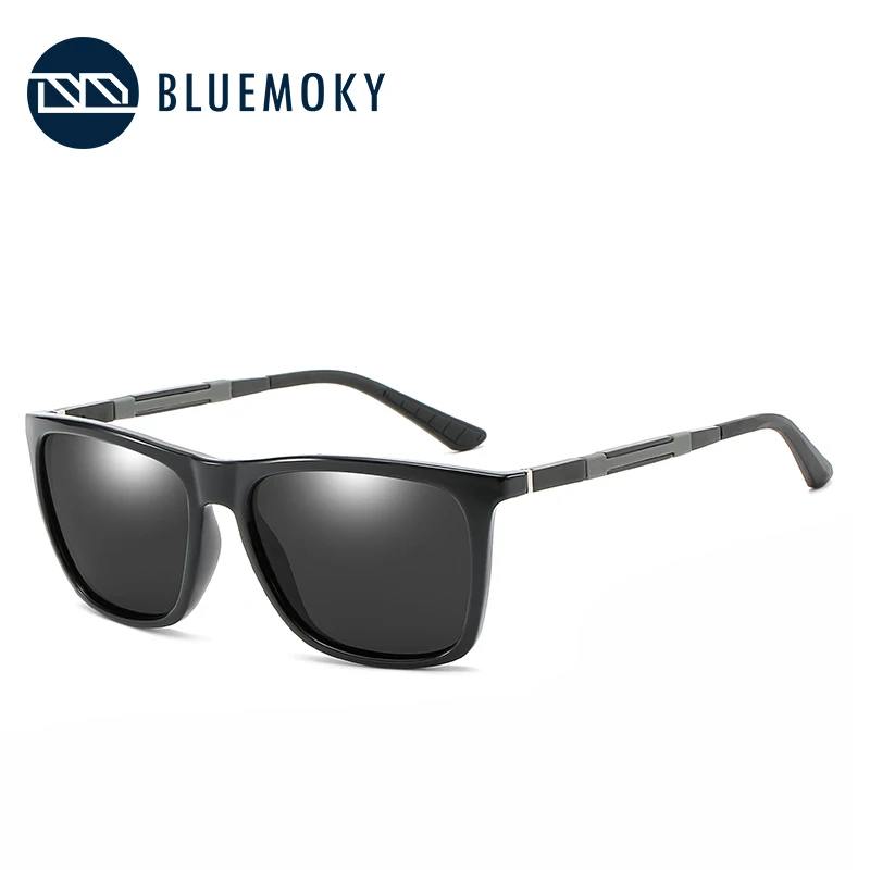 Мужские поляризованные солнцезащитные очки BLUEMOKY UV400 для вождения, Черные Квадратные Солнцезащитные очки для мужчин, Полароид, брендовые солнцезащитные очки для мужчин
