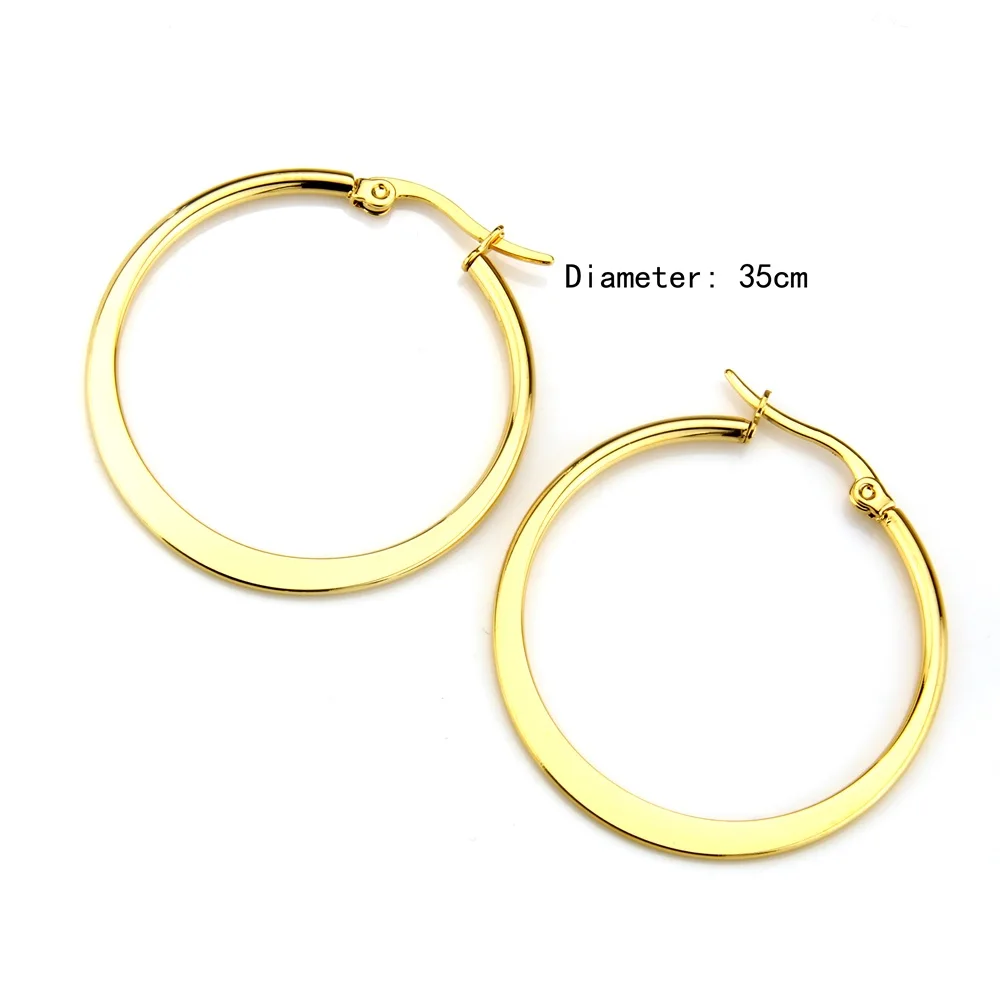 Серьги кольца из нержавеющей стали золотого цвета разные размеры|fashion hoop earrings|hoop