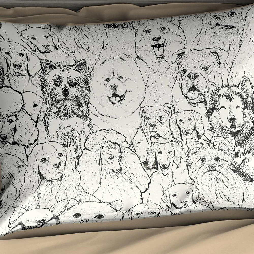 Набор пододеяльников с 3D щенком нарисованный вручную эскиз все виды рисунков