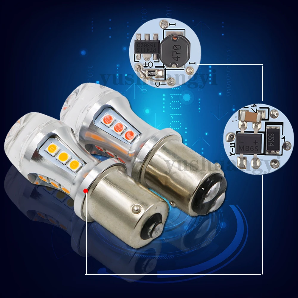 YSY 10x W21W светодиодный лампочка T20 7440 1156 BA15S 18SMD 3030 чип Автомобильный задний фонарь