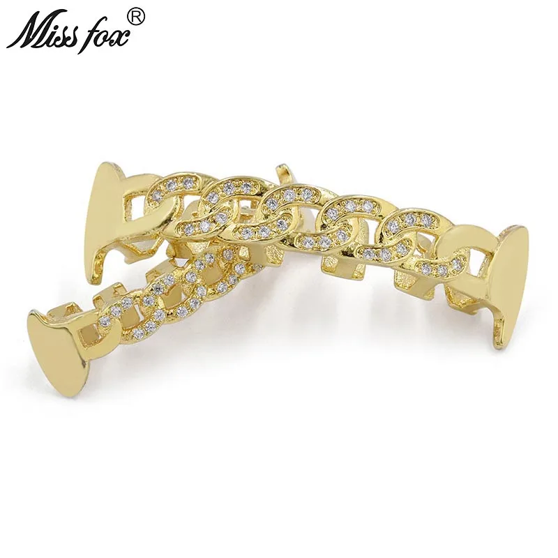Missfox Grillz хип хоп Блокировка макро паве Hq Cz ледяные грили с дополнительными