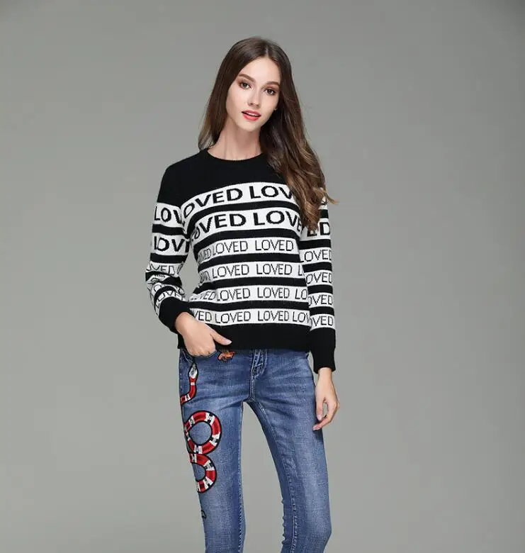 Autumn Winter Warm Letter Sweater Women | Женская одежда
