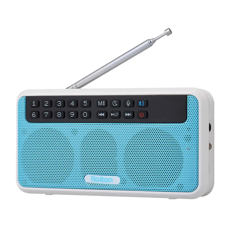 Rolton E500 Мини Портативный fm-радио музыкальный плеер Поддержка Micro TF карты Bluetooth динамик светодиодный беспроводной радио - Цвет: Синий