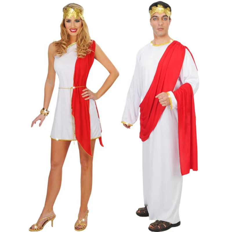 

Adult Coulpe Roman Senator Costume Greek God Costume For Men&Women Halloween Costume Ladies Mens Toga Ancient Roman Costume 2XL