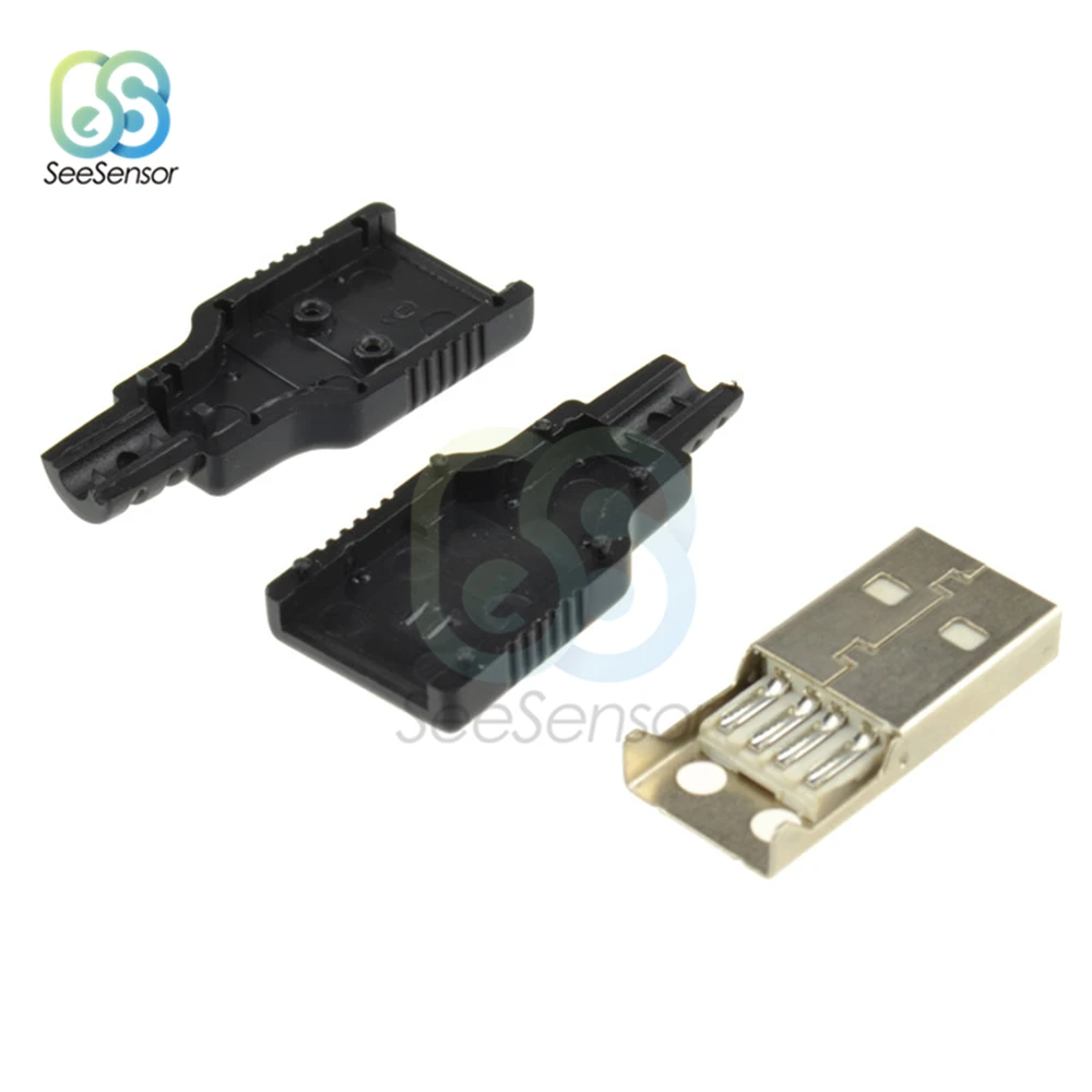 10 шт. 4-контактный разъем USB Type-A папа с черной пластиковой крышкой | Обустройство