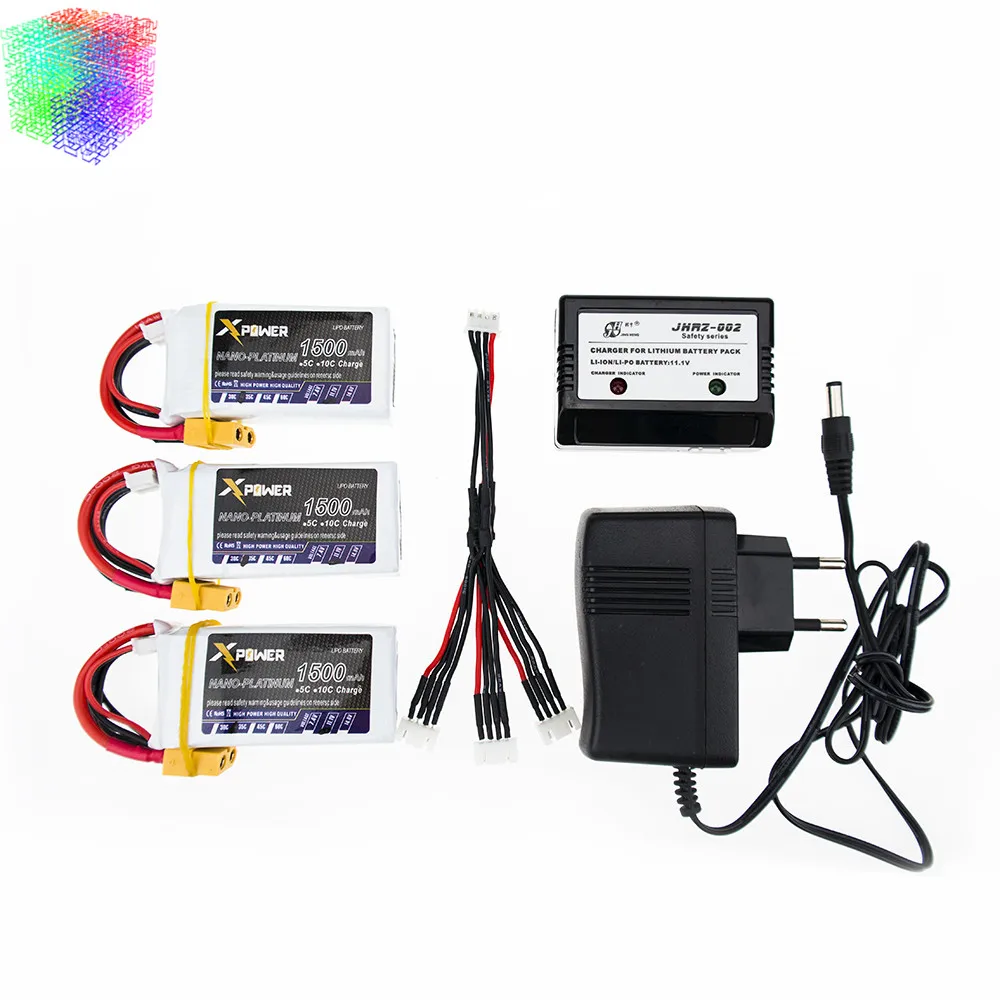 3 шт. 3S 11 1 V 1500mAh 35C Lipo батарея и зарядное устройство XT60 T для RC автомобиля WLtoys V950 Дрон