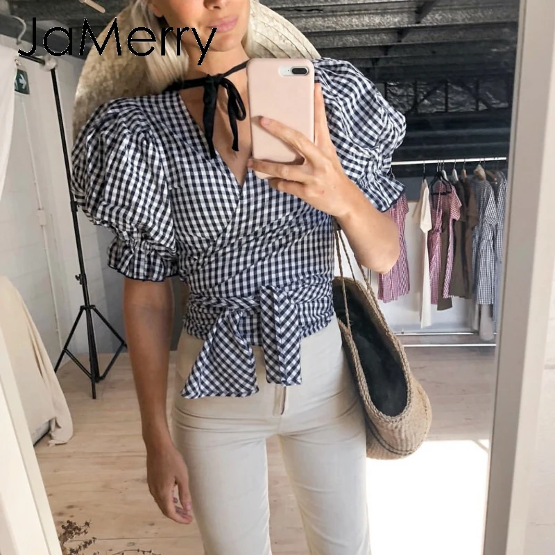 JaMerry винтажная Сексуальная женская блузка рубашка Праздничная короткая с