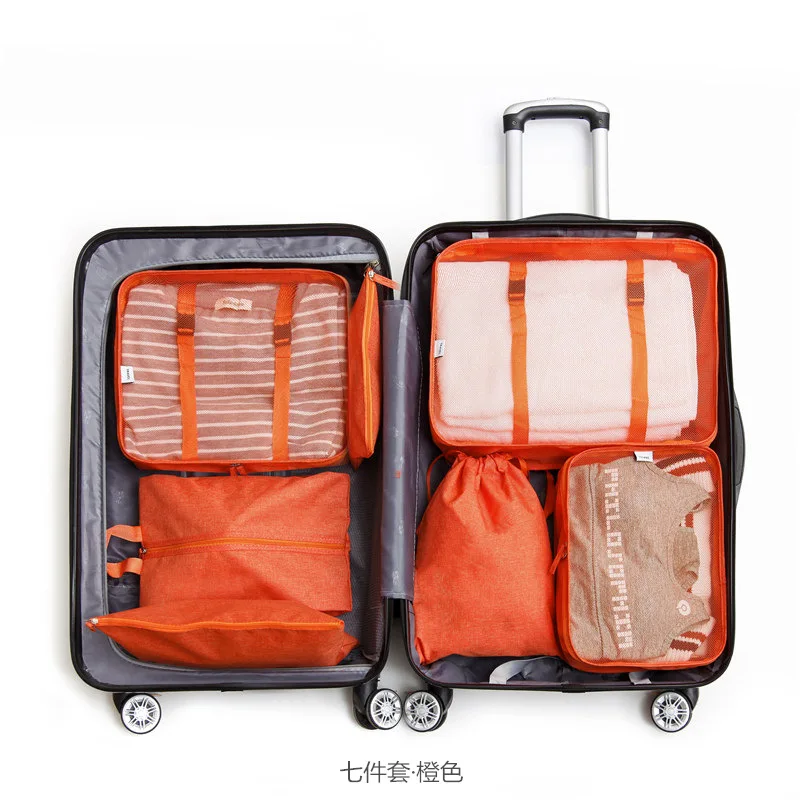 

2018 Hot Travel Cationic Oxford cloth Zipper Mesh storage Bag Set For Clothes Pouch Luggage Organizer Container Underwear Shoe