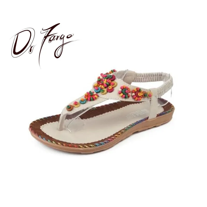 DRFARGO/женские летние сандалии Вьетнамки с разноцветными бусинами Размеры 35 41 42