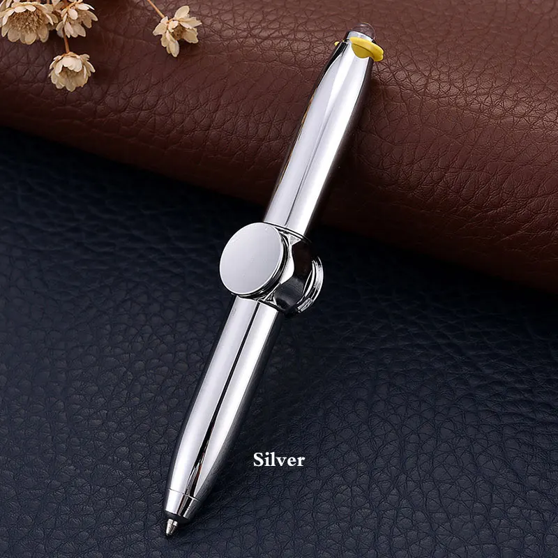 XB281Silver Ручка с гироскопом, многофункциональная шариковая ручка из нержавеющей стали для бизнеса и офиса, декомпрессионная игрушка, вращающийся светодиодный светильник Iighting Met - Цвет: XB281Silver