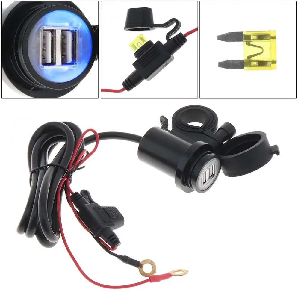 DC 5V 2A ABS цилиндрический водонепроницаемый двойной USB зарядное устройство для