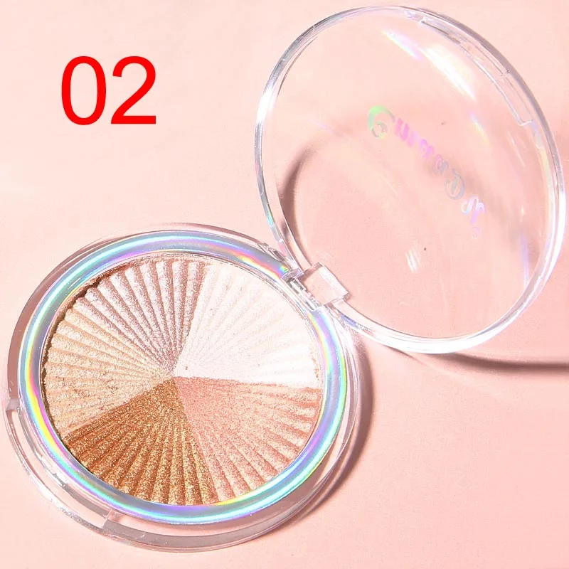 Cmaadu baked highlighter palette 3colors mixed pigment powder contouring makeup kit waterproof metal HF142 | Красота и здоровье