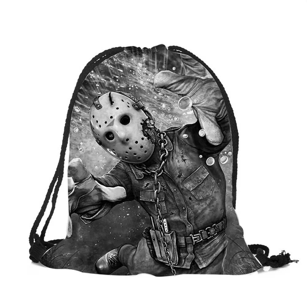 Унисекс полиэстер рюкзак 3D печать ужас Фильм Фредди Jadon Drawstring сумка полезные сумки на плечо Хэллоуин украшение