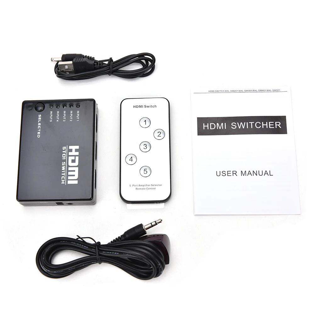 1 компл. Mini 5 портов 1080P видео HDMI переключатель сплиттер с ИК пультом