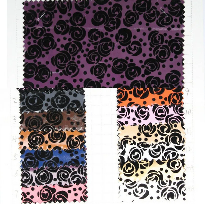 Бесплатная доставка низкая цена флокированные цветы искусственная кожа ткань