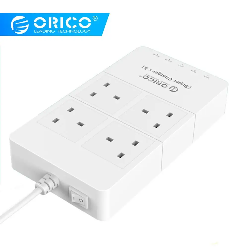 ORICO HPC 4A5U Стабилизатор напряжения 4 розетка переменного тока 5 USB Порты и разъёмы