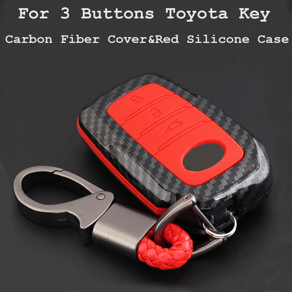 Новинка,, чехол для ключей из углеродного волокна для Toyota Hilux Fortuner Land Cruiser RAV4Remote, аксессуары для ключей