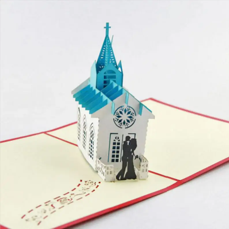 10 шт. Жених Невеста церковь Киригами ручной работы Оригами 3D всплывающие