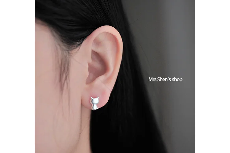 

925 Sterling Silver Earrings Cute Cat Stud Earrings For Women Girl Hypoallergenic