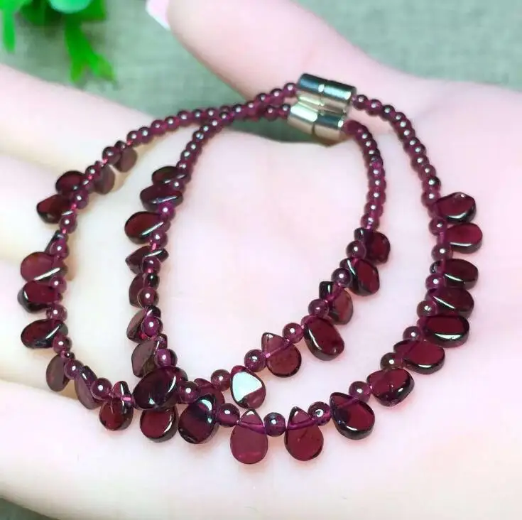 Оптовая продажа винный красный гранат натуральный камень браслеты бусы для