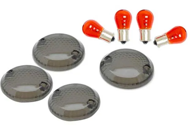 

free shipping 4 PCS Smoke Turn Signal Lens Lenses With Amber Bulbs For 1986-2003 Suzuki Savage 650 / LS650