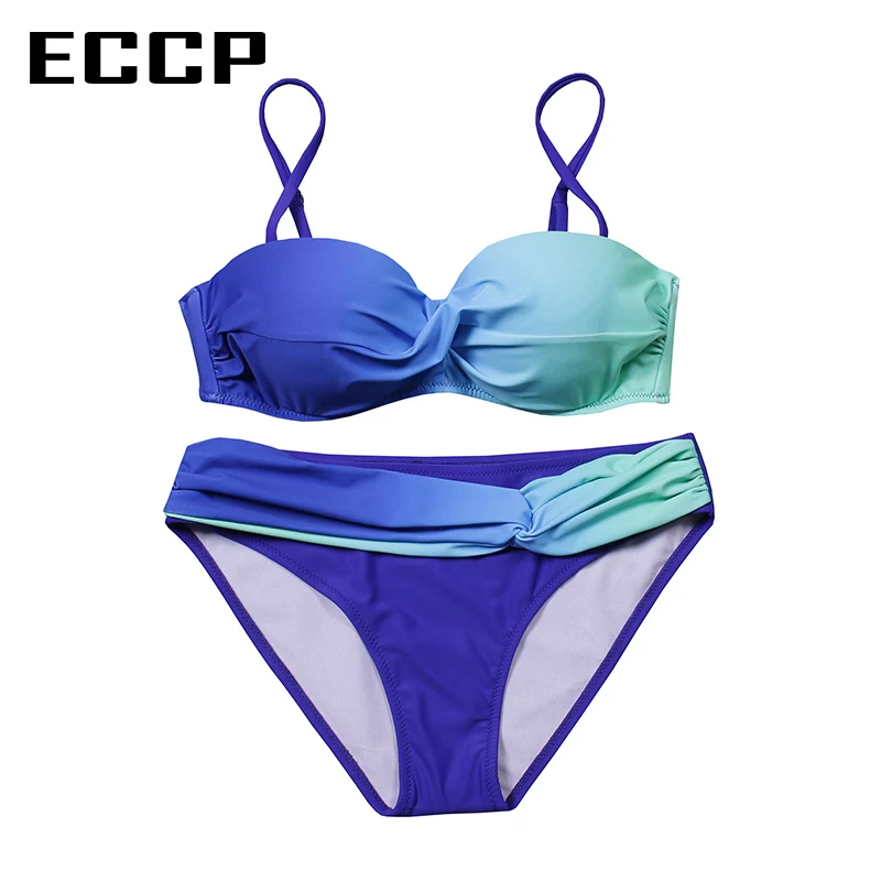 ECCP 2018 бикини женский купальник пуш ап ретро сексуальный летний комплект пляжная