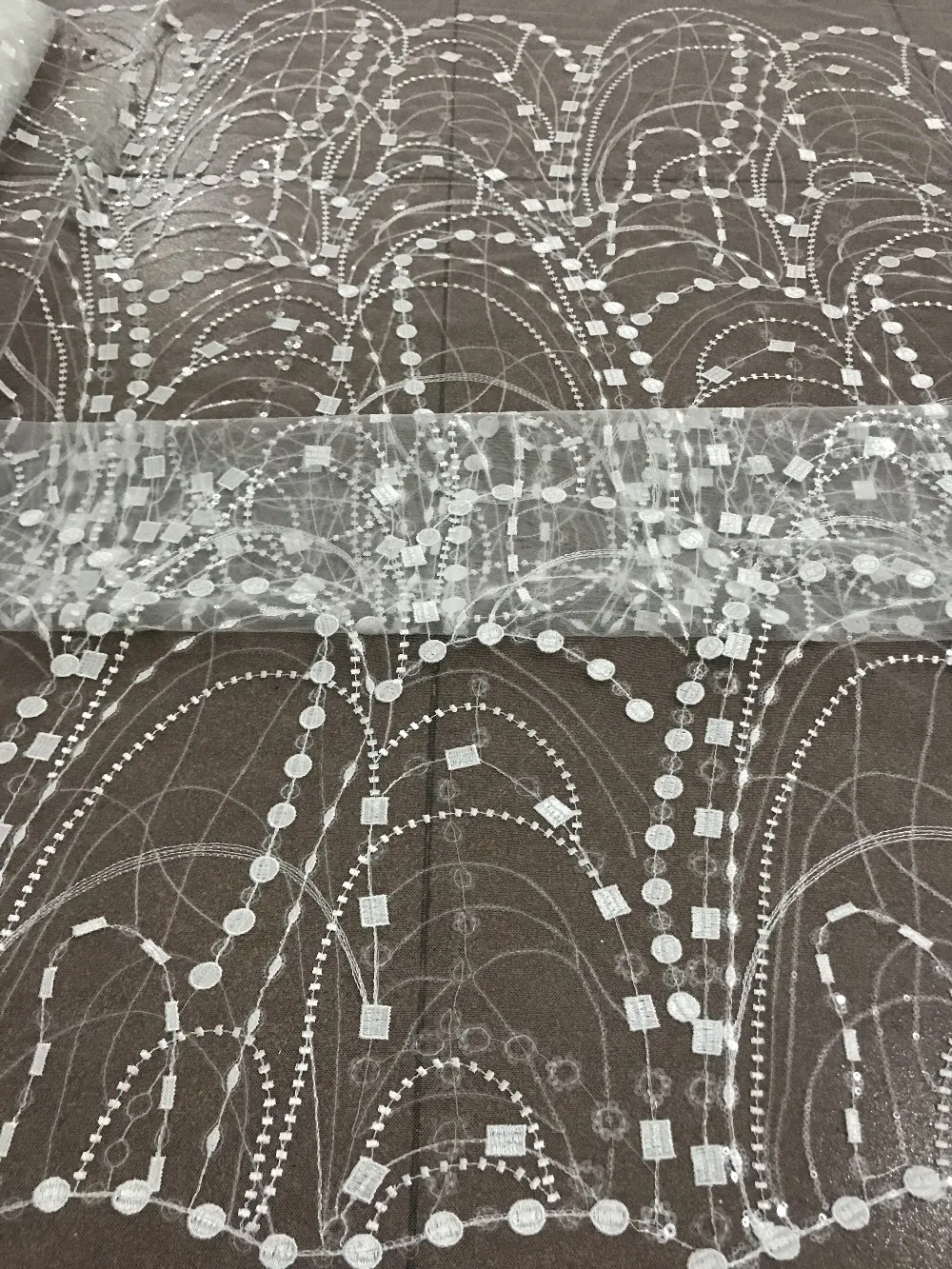 embroidery lace fabric best quality with sequins newest J-1136 tulle mesh for sawing dress | Дом и сад