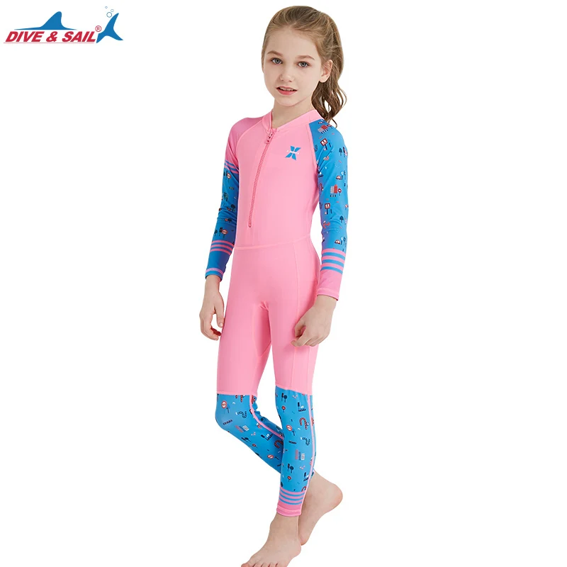 Girls Pink В году, детский водолазный костюм купальный костюм с длинными рукавами солнцезащитный тонкий спортивный костюм, одежда для купания, гидрокостюм с защитой от ультрафиолета - Цвет: Girls Pink