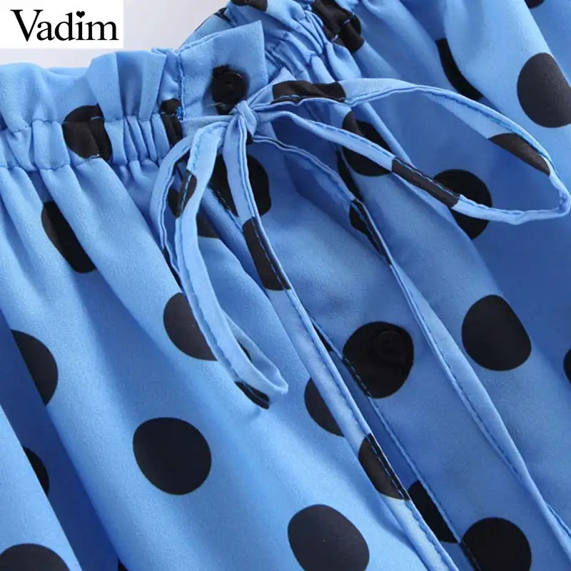 Vadim милый Женский в горошек Топ слэш шейный галстук бабочка с коротким рукавом