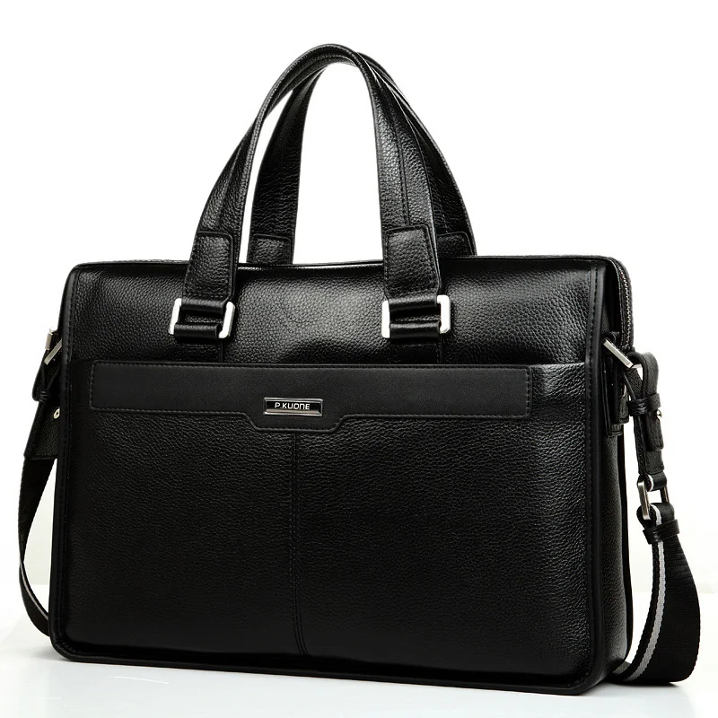 100% Cow Genuine Leather Men Briefcase Bag Business Male Laptop Shoulder Bags Tote Computer Real Natural Skin Briefcase Fashion