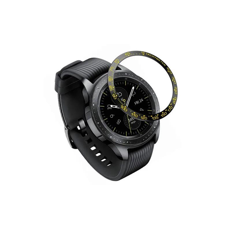 Black yellow Металлический ободок для samsung Galaxy Watch 46 мм/42 мм чехол gear S3 Frontier/классическая спортивная клейкая крышка ремешок аксессуары 46/42 3 - Цвет: Black yellow