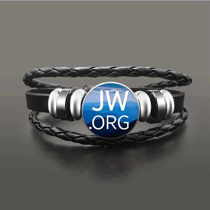 JW. Орг кожаный браслет иеговиста JW Стекло кабошон браслеты с кнопками для Для мужчин Для женщин ювелирные украшения с христианской символикой - Окраска металла: 11