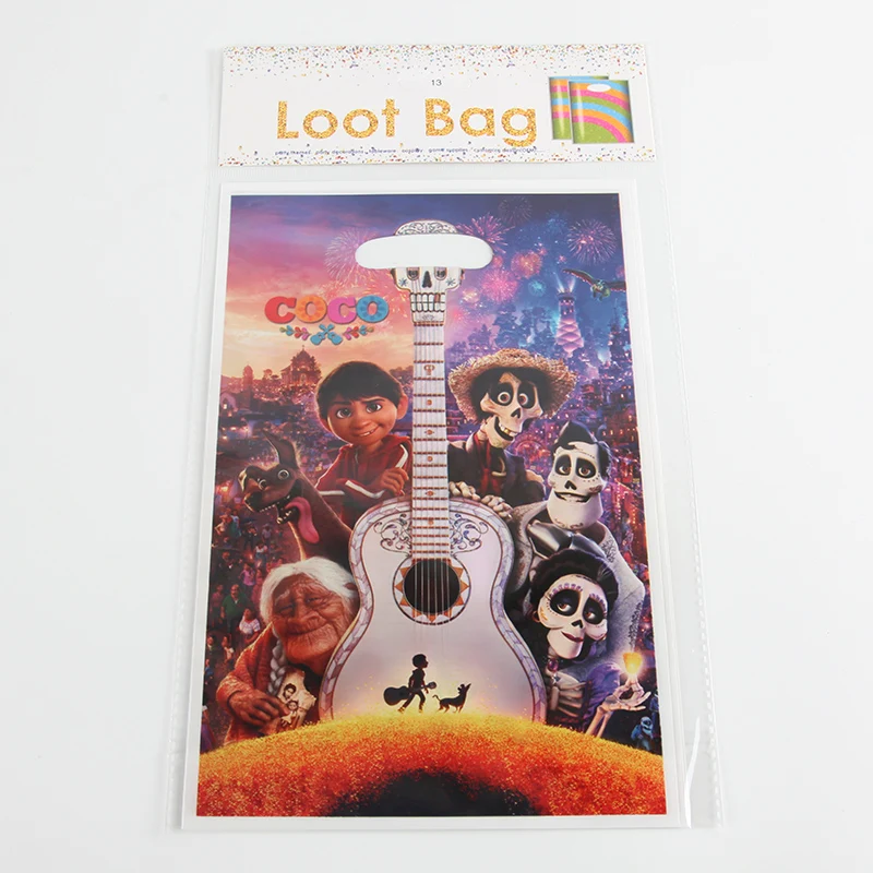 6 шт./лот disney COCO тема пластиковый подарочный мешок детская вечеринка на день рождения хозяйственная сумка детский душ Свадебные украшения Поставки
