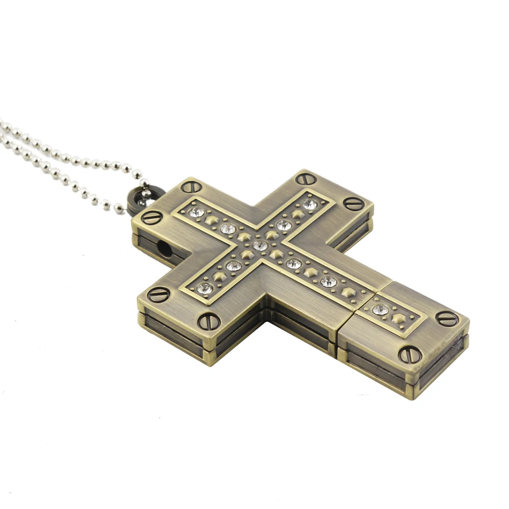 100% натуральная 3.0 USB флэш-ручка диск ожерелье крест раза хранения 8 ГБ 16 32 64 памяти |
