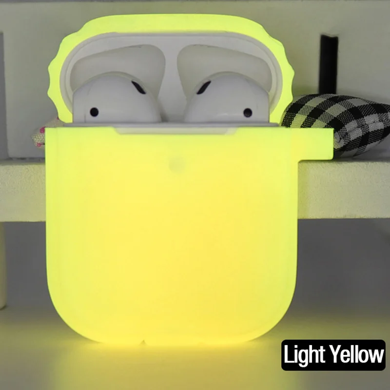 LightYellow LYMOC Чехлы для наушников для Airpods 2 беспроводные Bluetooth наушники для Airpods 2 светящийся светильник защитная пленка Водонепроницаемая Противоударная - Цвет: LightYellow