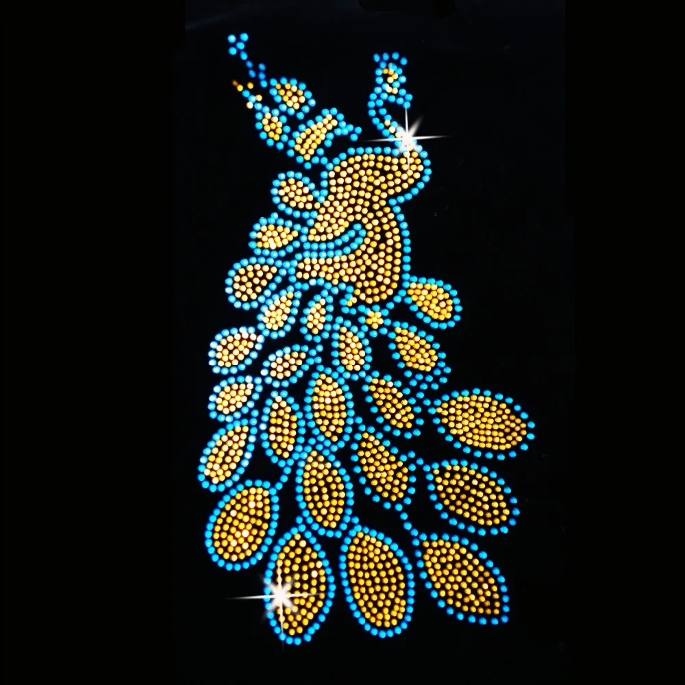 Прозрачный Кристалл Павлин птица DIY исправление страз Rhinestone шаблон мотив для