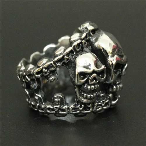 Cool Heavy Ghost Skull Ring Titanium Steel 316L Stainless Hollow Angry Biker | Украшения и аксессуары
