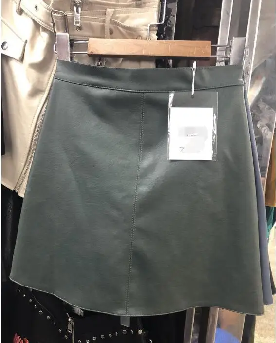 Women PU Leather Mini Skirt 2022 Autumn High Waist Pockets Button A Line Skirts Female Black PU Skirt With Pant