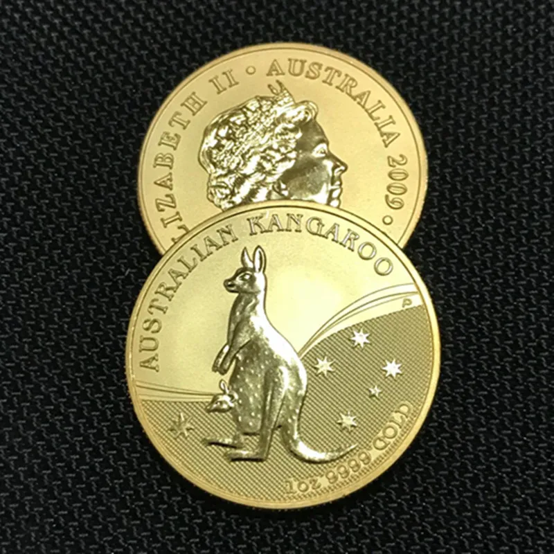 100 шт. Немагнитный Австралийский Kangroo animal 2009 значок 24K позолоченная латунь 32 6 мм