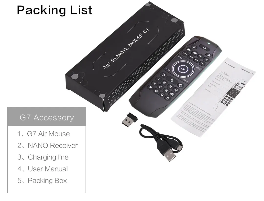 L8STAR G7 2,4 ГГц Fly Air mouse Английский Русский USB Беспроводная мини-клавиатура универсальный пульт дистанционного управления для Android Smart tv BOX