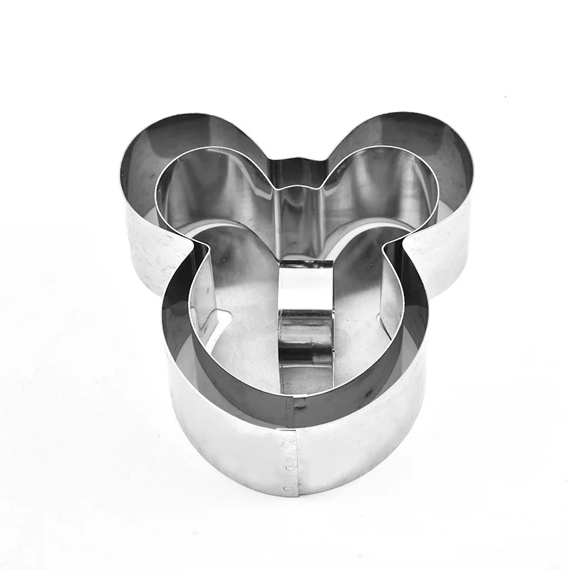 J mickey shape Мусс кольцо 3D Сердце цветок формы для торта нержавеющая сталь формы для выпечки Кухня десерт украшения торта инструменты с коробкой - Цвет: J mickey shape