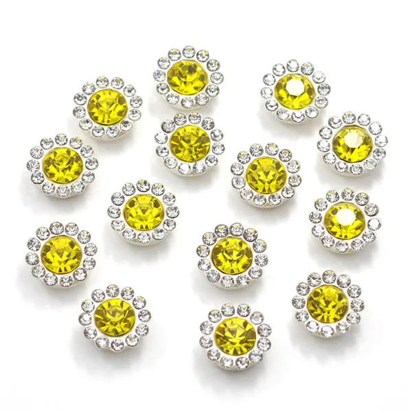 26 Citrine 20 шт Круглые Цветочные Стразы разных цветов с плоской задней стороной Стразы для шитья золотого и серебряного цветов с металлическим кристаллом для одежды - Цвет: 26 Citrine