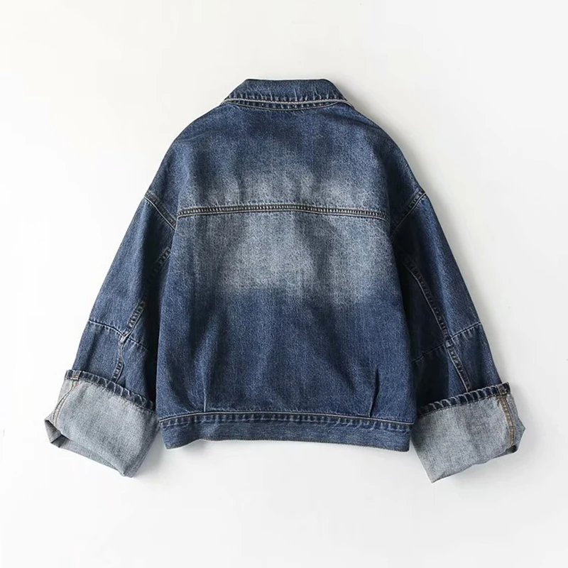 Куртка GOPLUS женская джинсовая с отложным воротником свободная повседневная