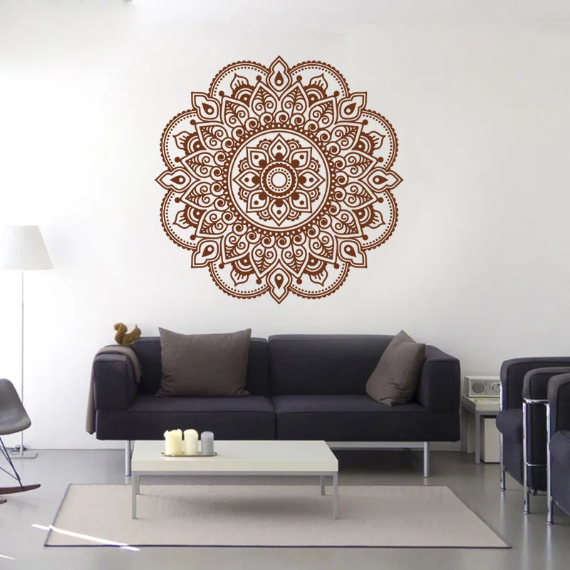Йога мандала мехенди стены стикеры s спальня гостиная украшения черный цветок