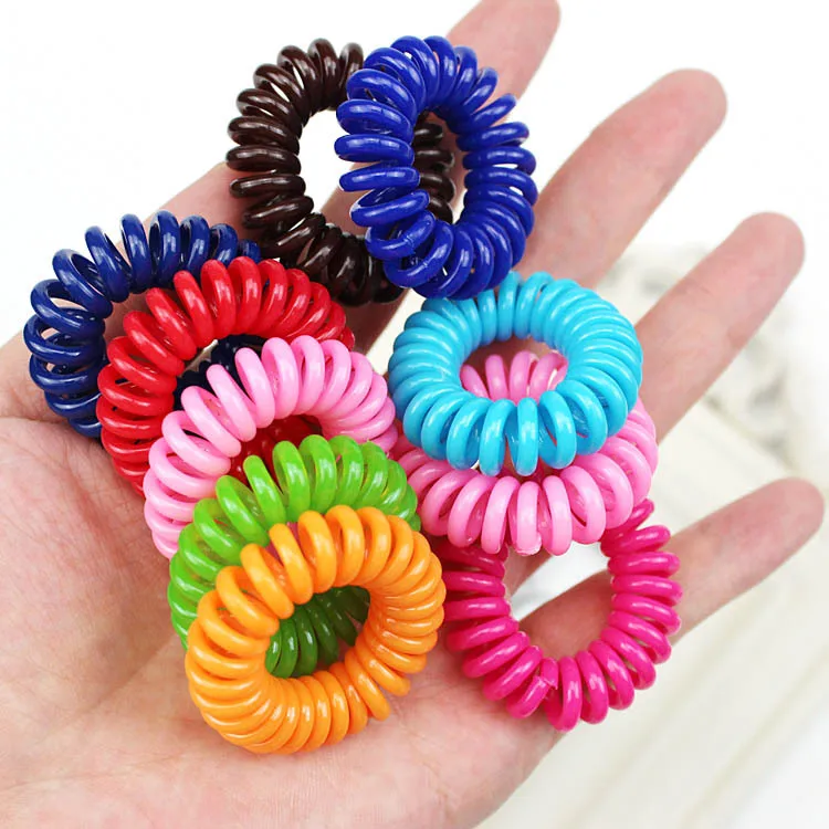 colorful 1 шт./лот, новинка, 3,5 см, маленькая телефонная линия, веревки для волос, для девочек, цветные эластичные резинки для волос, для детей, конский хвост, держатель, резинка, аксессуары для волос - Цвет: colorful