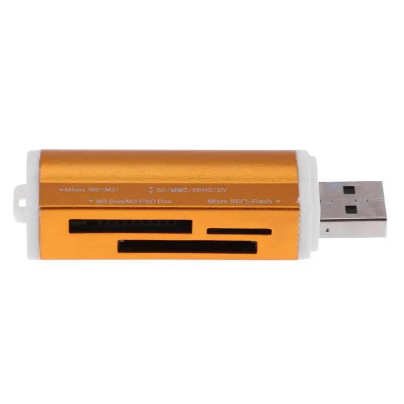 1 шт. USB2.0 4 в Алюминиевый сплав Мульти устройство чтения карт памяти SD/SDHC/Mini SD/MMC/TF