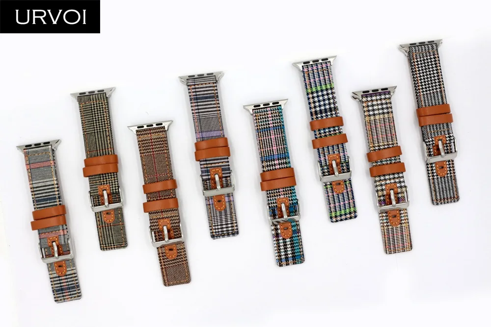 URVOI полотно холста для Apple Watch series 5 4 3 2 1 наручный джинсовый ремешок iwatch рисунок