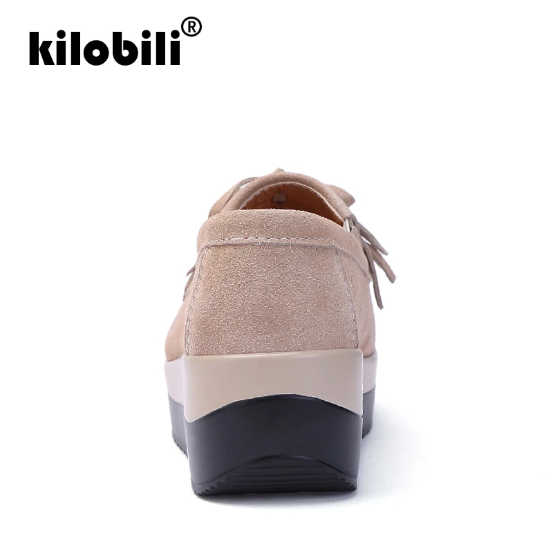 Kilobili/2019 Весенняя женская повседневная обувь из замши натуральная кожа на