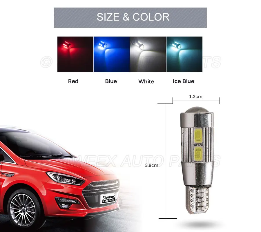 2x W5W светодиодный T10 10 SMD 5630 5730 автомобильные лампы 168 194 светильник поворота свет
